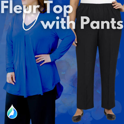 Plus Size Fleur Top with Narrow Leg Pants Combo