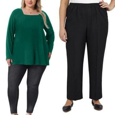 Plus Size Zena Top with Narrow Leg Pants Combo