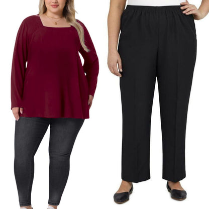 Plus Size Zena Top with Narrow Leg Pants Combo