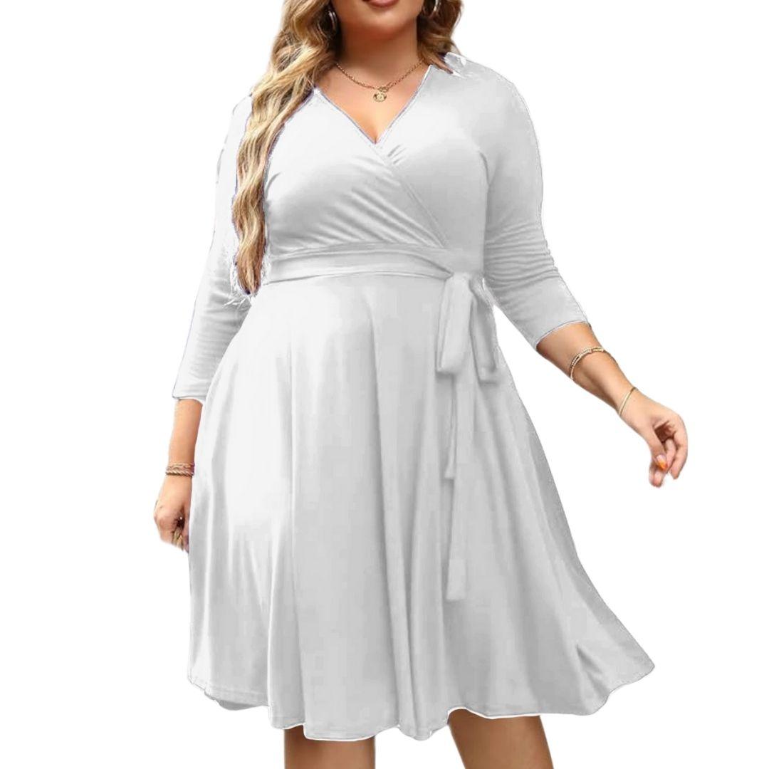 Plus Size 3/4 Wrap Dress - Long Sleeve - Lady Lilly Designs