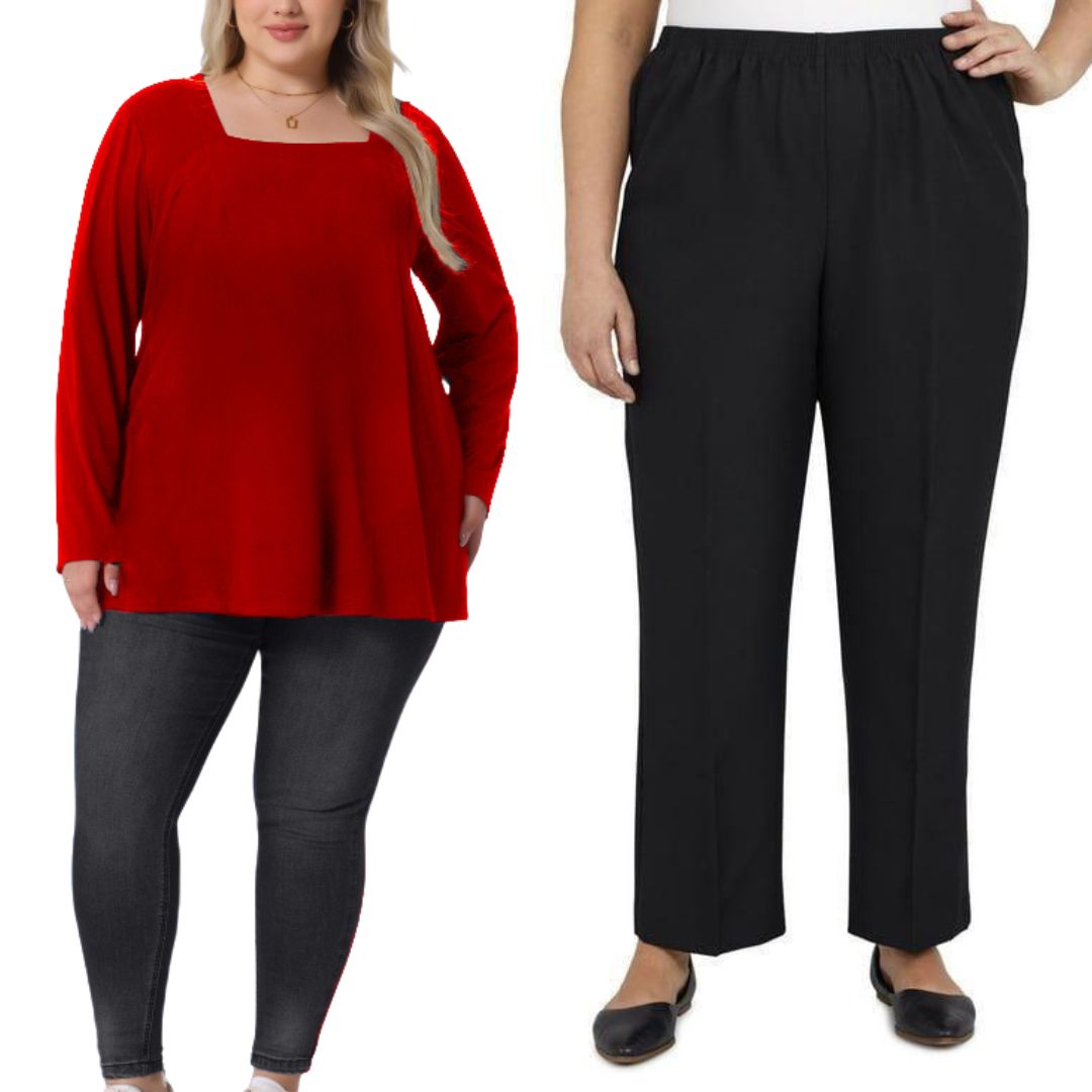 Plus Size Zena Top with Narrow Leg Pants Combo