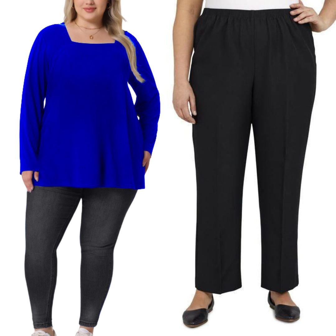 Plus Size Zena Top with Narrow Leg Pants Combo