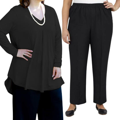 Plus Size Fleur Top with Narrow Leg Pants Combo