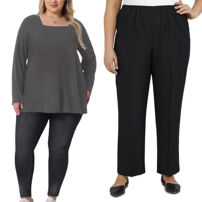 Plus Size Zena Top with Narrow Leg Pants Combo