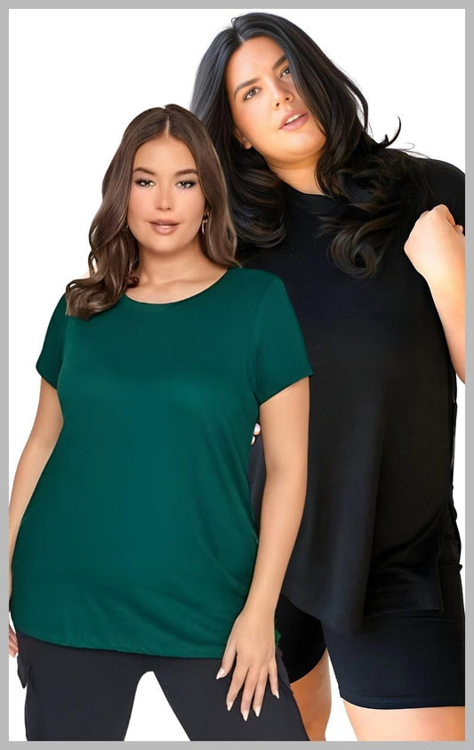 Plus Size Basic T-Set Combo - Emerald and Black - Lady Lilly Designs