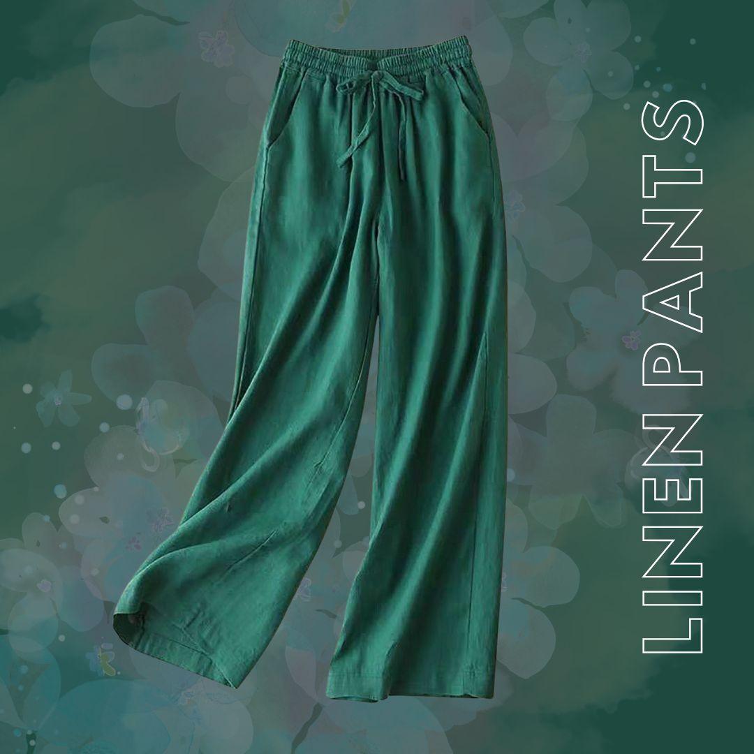 Plus Size Narrow Leg Linen Pants with Pockets