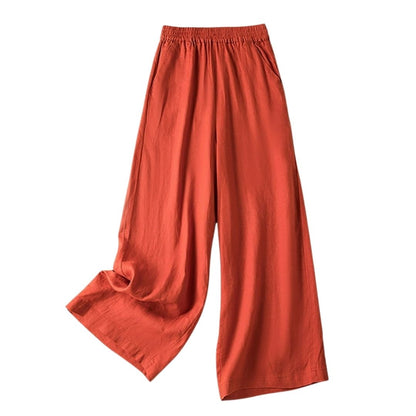 Plus Size Narrow Leg Linen Pants with Pockets