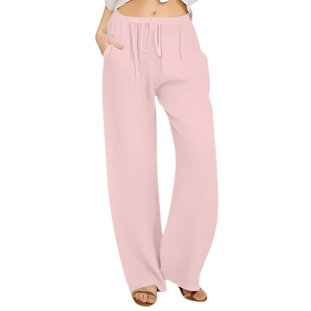 Plus Size Narrow Leg Linen Pants with Pockets