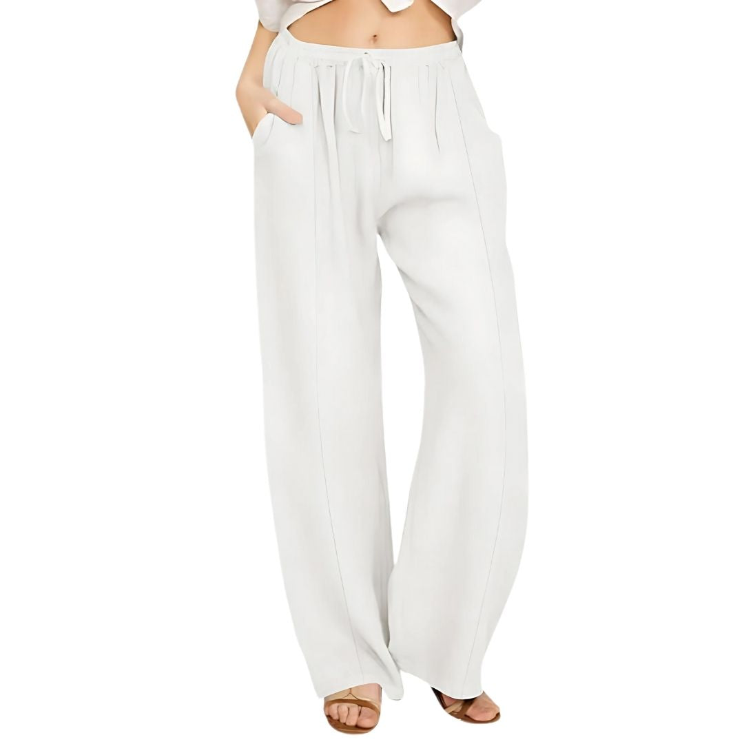 Plus Size Narrow Leg Linen Pants with Pockets