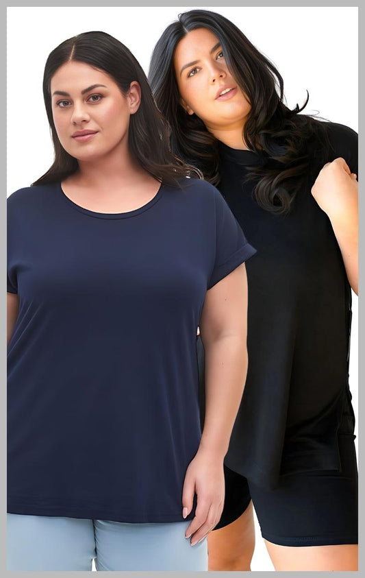 Plus Size Basic T-Set Combo - Navy Blue and Black - Lady Lilly Designs