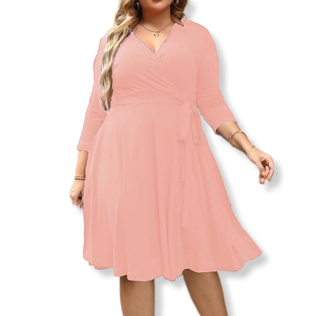 Plus Size 3 4 Wrap Dress Long Sleeve