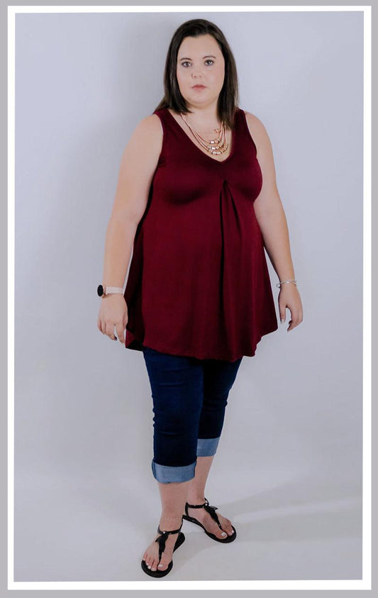 Fleur Top - No Sleeves - Burgundy - Lady Lilly Designs