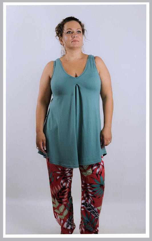 Fleur Top - No Sleeves - Turquoise - Lady Lilly Designs